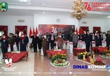 Kenakan Pakaian adat Batik Gondokusuman Bupati dan Wakil Bupati Magetan Ikuti Upacara Detik-detik Proklamasi 17 Agustus 2021