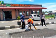 Kesiapan Agenda Mudik 2022, Sat Lantas Polres Magetan Bersama Forum LLAJ Magetan Survey dan Perbaikan Jalan Protokol