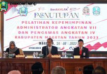 Penutupan Pelatihan Kepemimpinan Administrator (PKA) Angkatan VII dan Pelatihan Kepemimpinan Pengawas (PKP) Angkatan IV di Lingkungan Pemkab Magetan