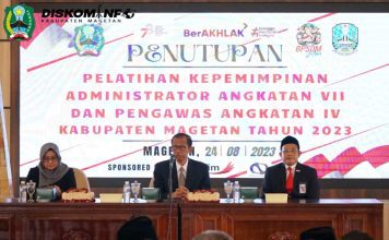 Penutupan Pelatihan Kepemimpinan Administrator (PKA) Angkatan VII dan Pelatihan Kepemimpinan Pengawas (PKP) Angkatan IV di Lingkungan Pemkab Magetan
